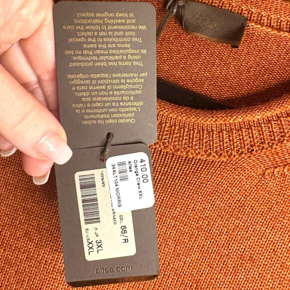 ALTEA Crew Neck Virgin Wool Sweater Burnt Orange Men's Size XXL NEW Retail $410 - Picture 8 of 9